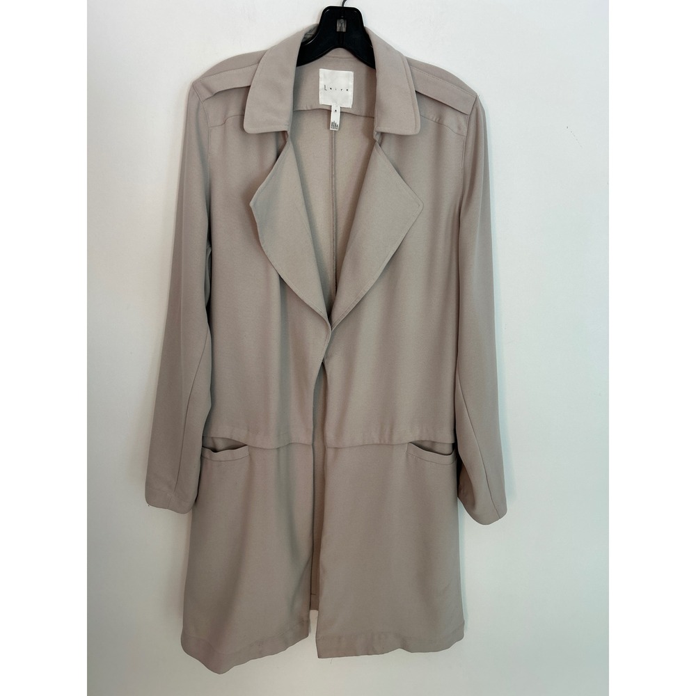 Leith Womens Taupe Beige Open Front Lightweight Trench Coat Jacket Size M